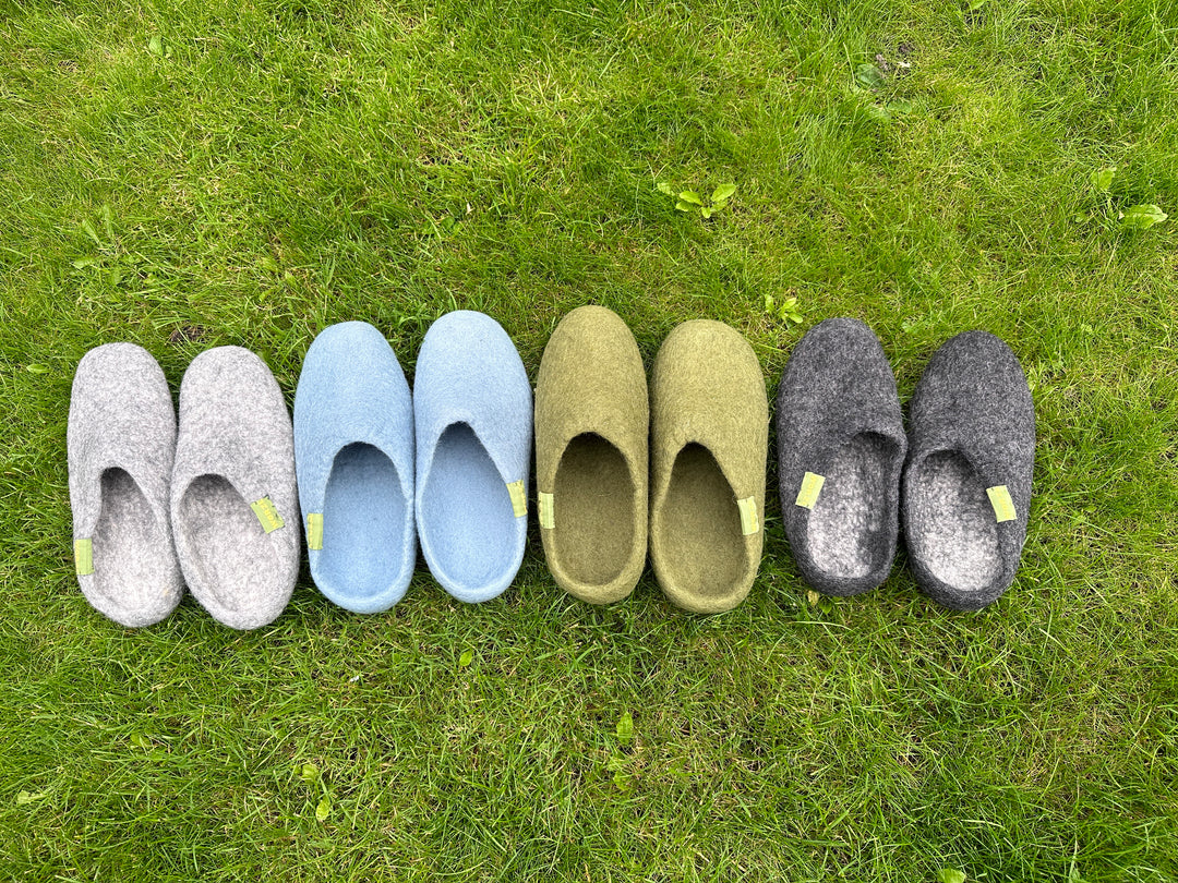 Natural woolen felted slippers hand made in Nepal using 100% New Zealand wool